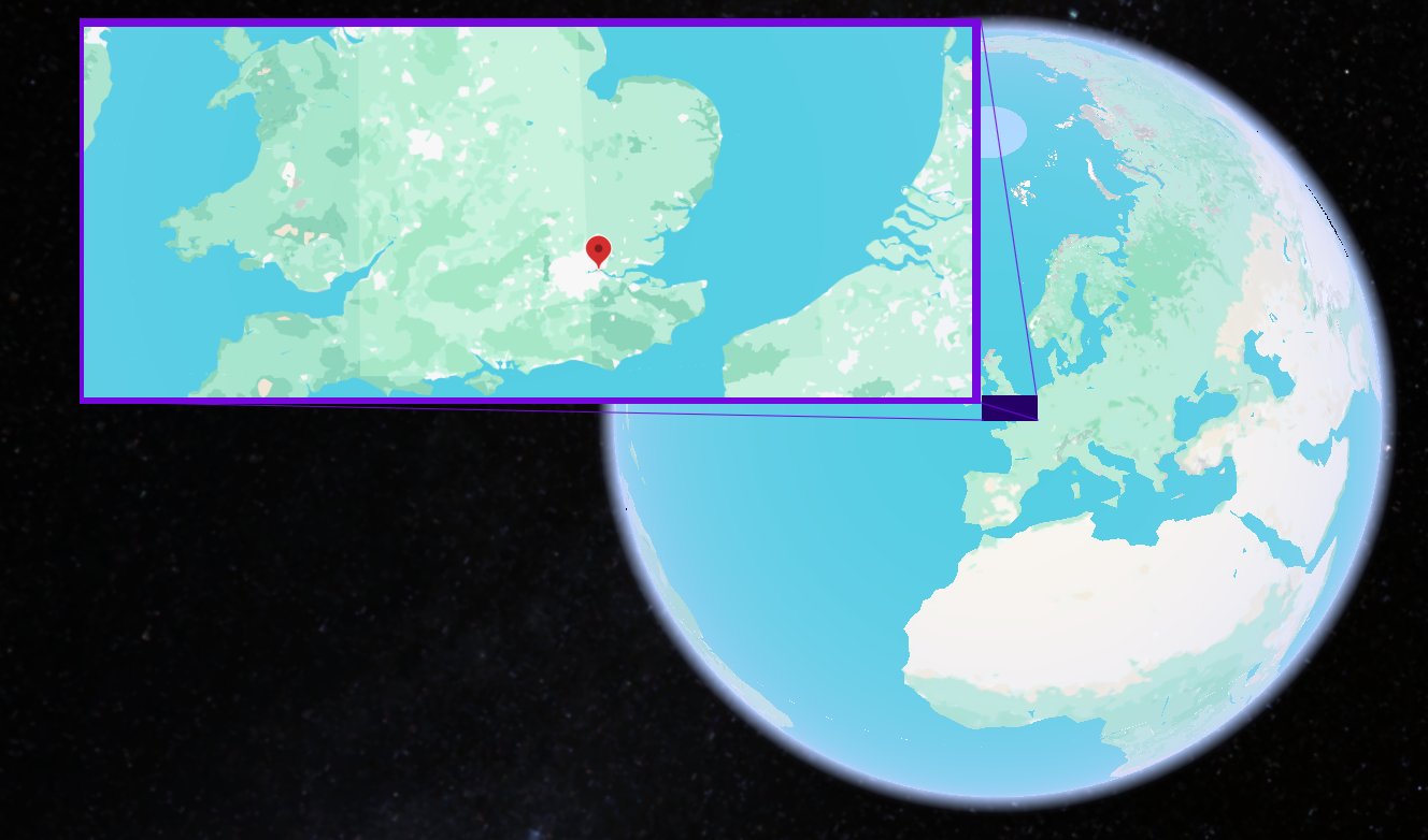 Lesnes Abbey, Abbey Wood, London shown on the globe