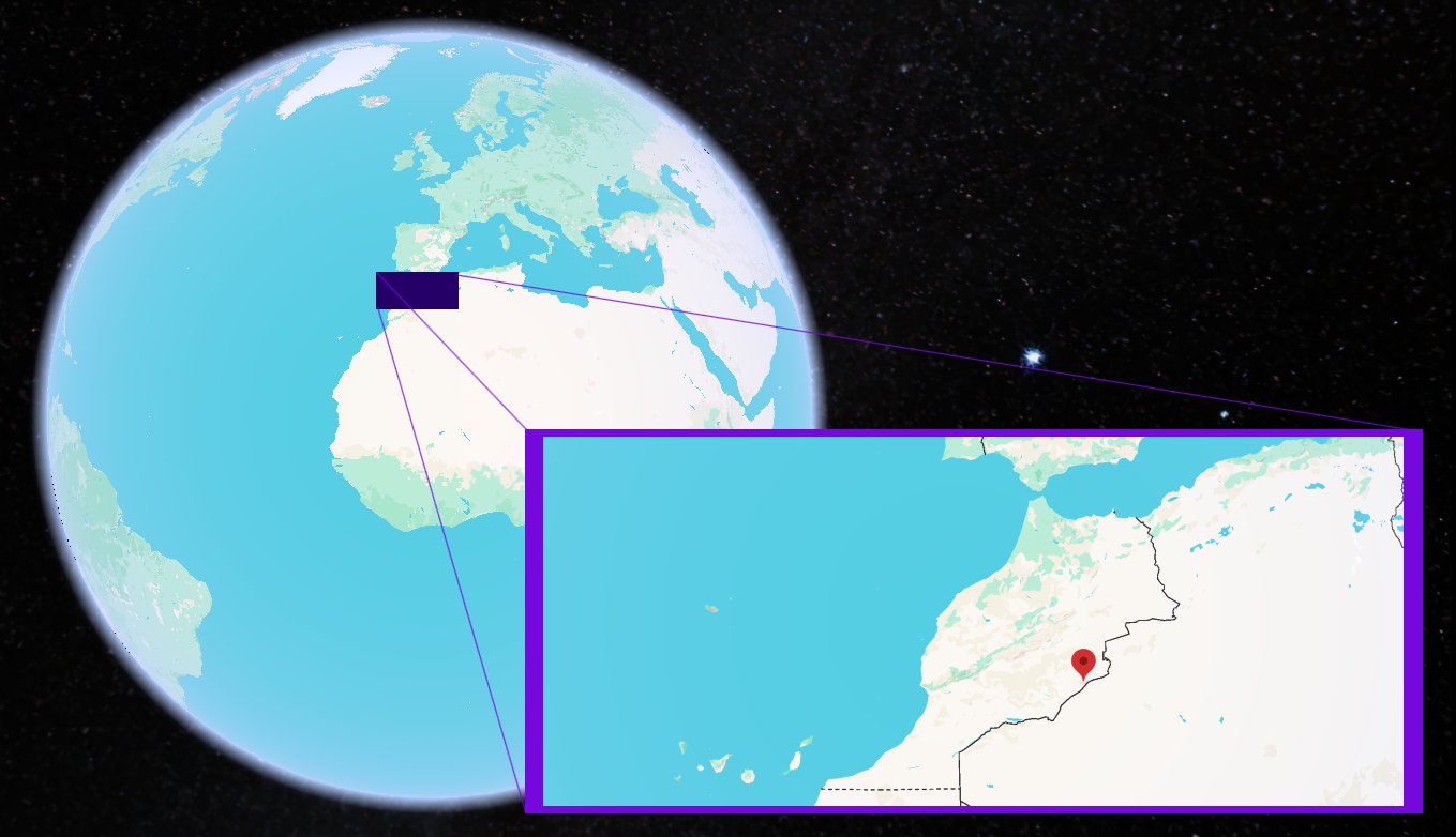 Kem Kem shown on the globe