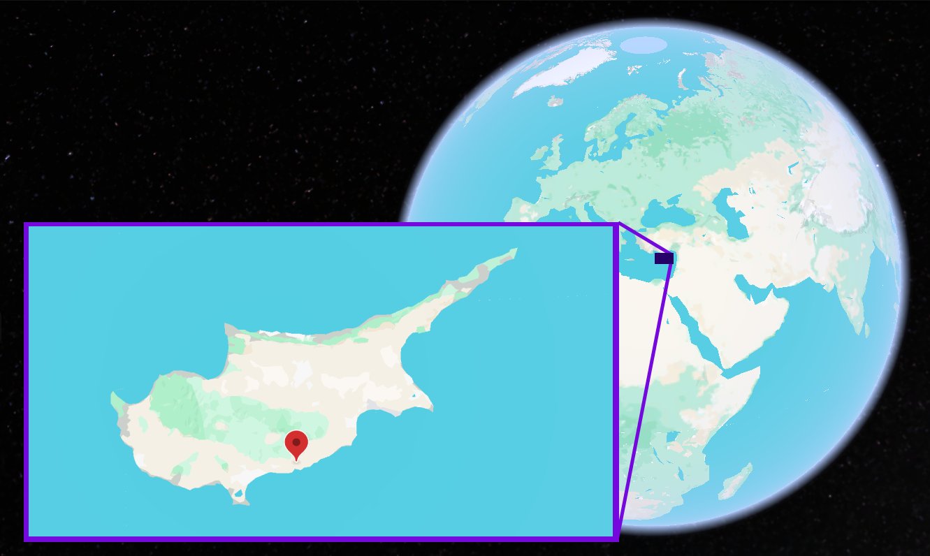 Mari shown on the globe