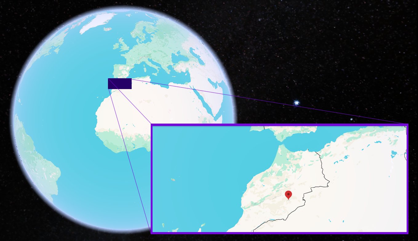 Mimarighen, Issoumour Mountain shown on the globe