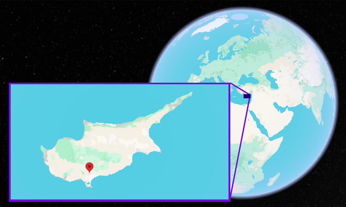 Polemidia shown on the globe